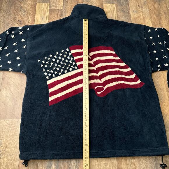 Vintage 90s Bear‎ Ridge Fleece Jacket Men's Size XL Blue USA Flag Outdoor 5670 - Picture 9 of 13